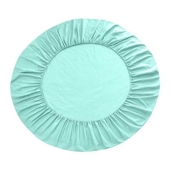 BolehDeals Solid Color Pure Cotton Round Bed Spread Fitted Sheet Covers Water Blue