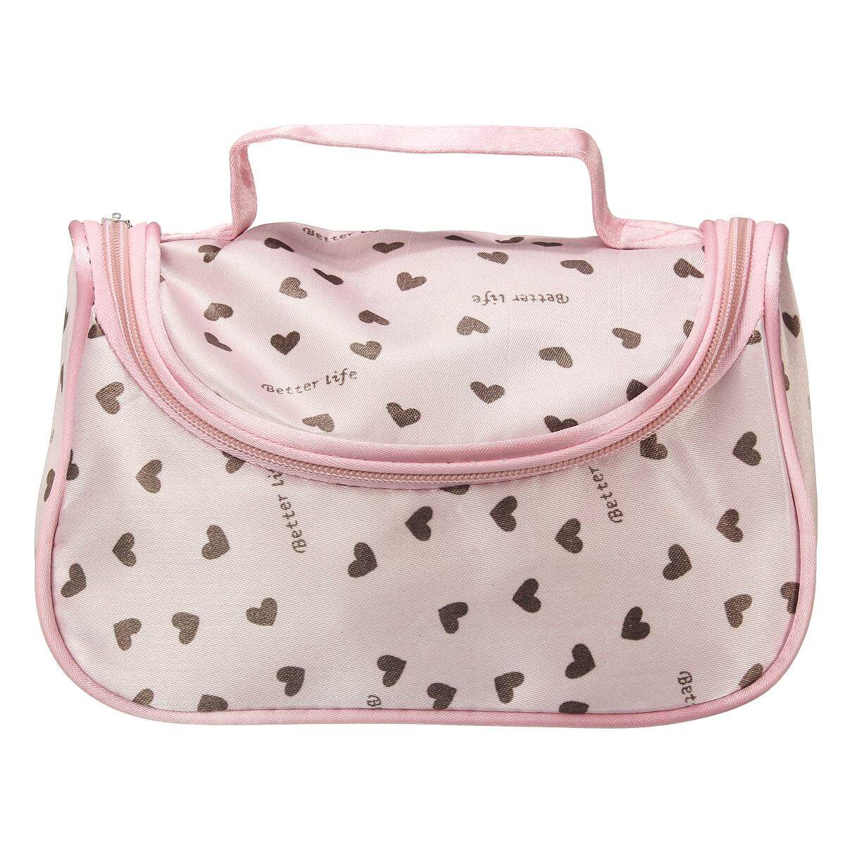Pink Cosmetic Bag Heart Patterns Zipper Makeup Bag Storage Hand Case Pink Cosmetic Bag Heart Patterns Zipper Makeup Bag Storage Hand Case
