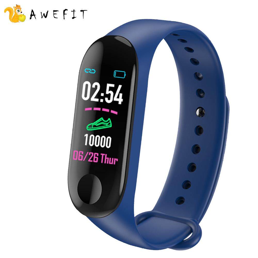 AWEFIT 2018 Hot M3 สมาร์ทวอท์ชสายรัดข้อมือสำหรับออกกำลังกายเครื่องติดตามเก็บข้อมูลการออกกำลังกาย H E R R T R T E B L O O D ความดันนาฬิกาอัจฉริยะสำหรับ iPhone Android