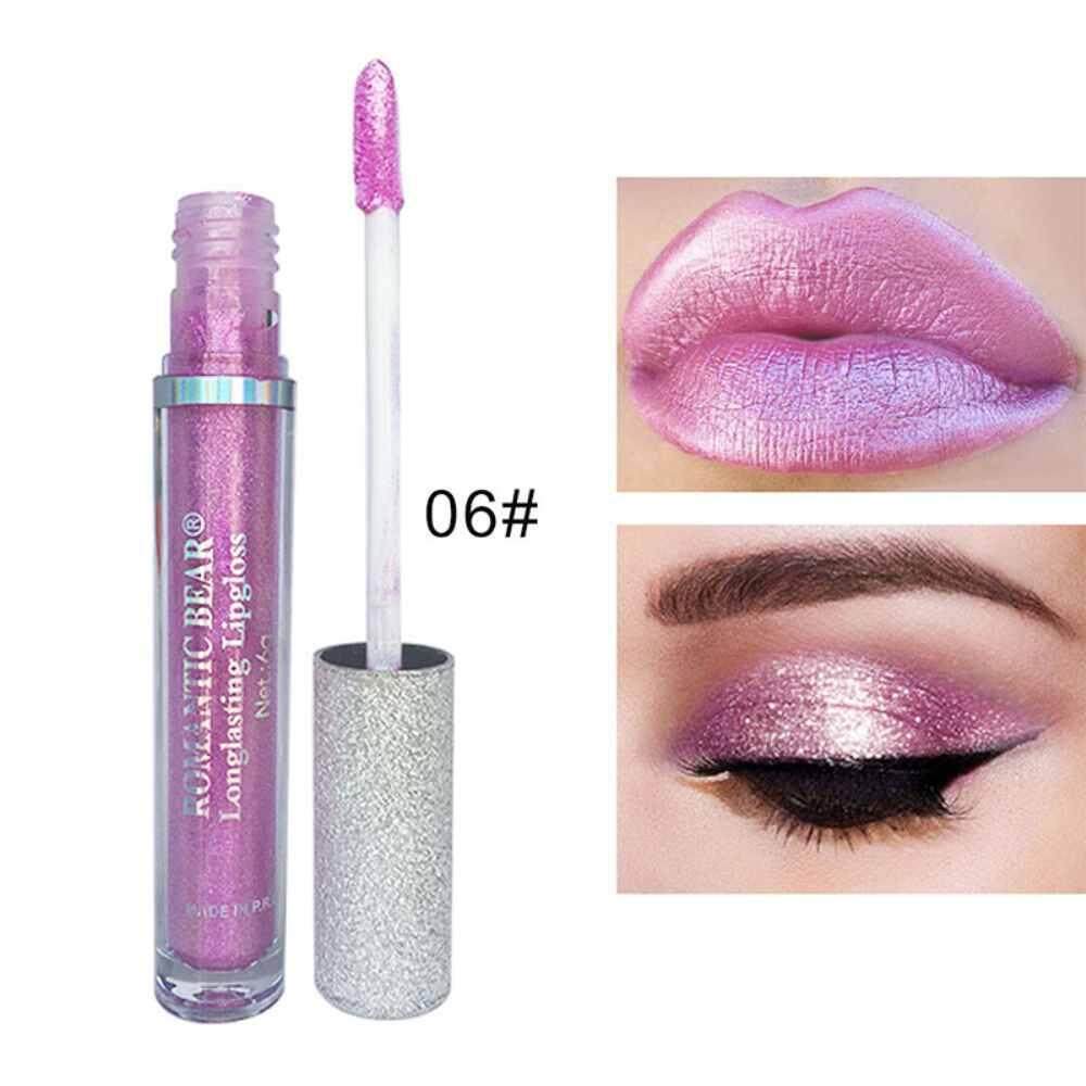 Qooiu ROMANTICBEAR 12 สี Diamond Shine Serie Lipgloss อายแชโดว์ 2 In 1 Glitter Pigment Lipgloss LIPS Eyes