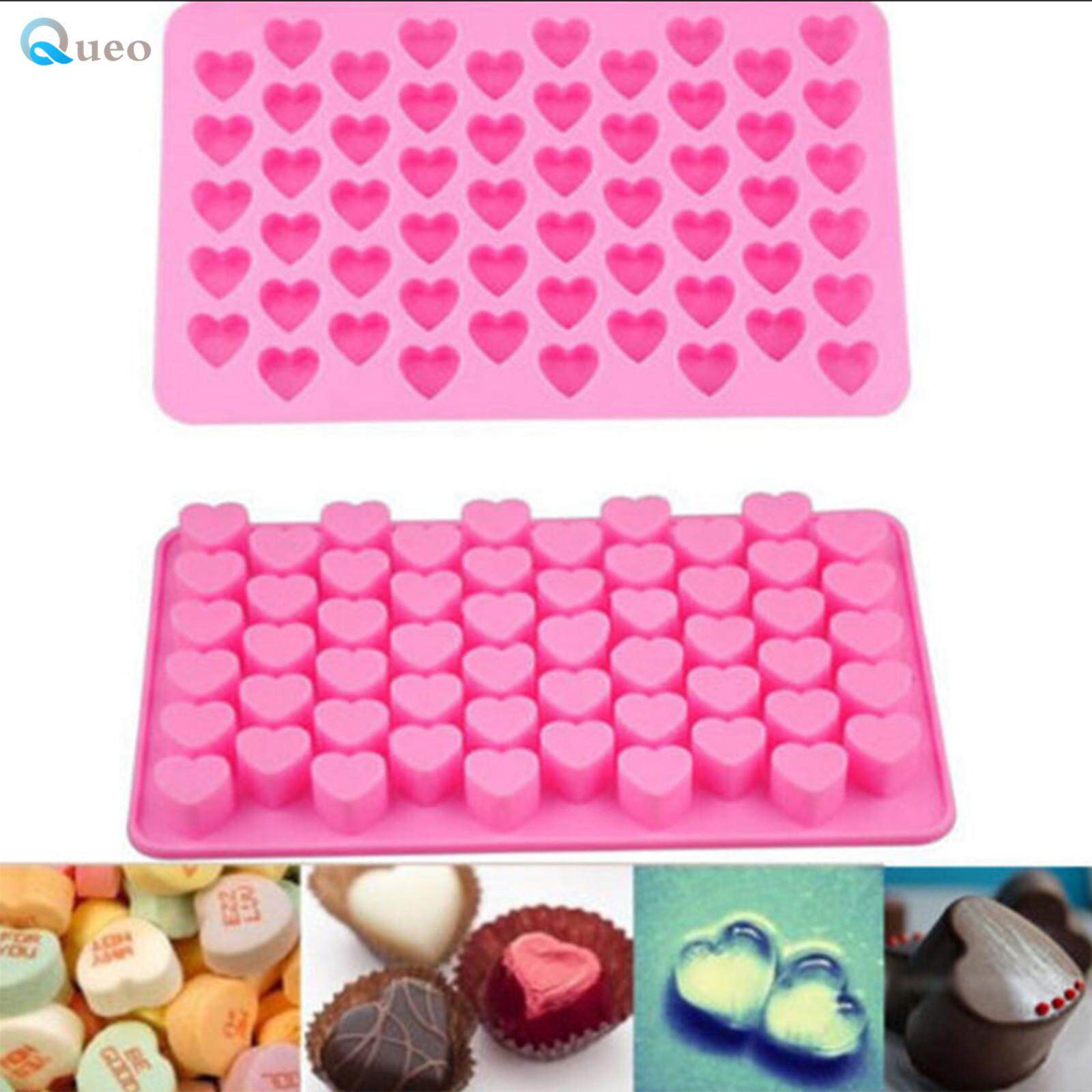 Queo 55 หัวใจซิลิโคนเค้กชอกโกแลตเบเกอรี่แม่พิมพ์ ICE CUBE แม่พิมพ์สบู่ถาด