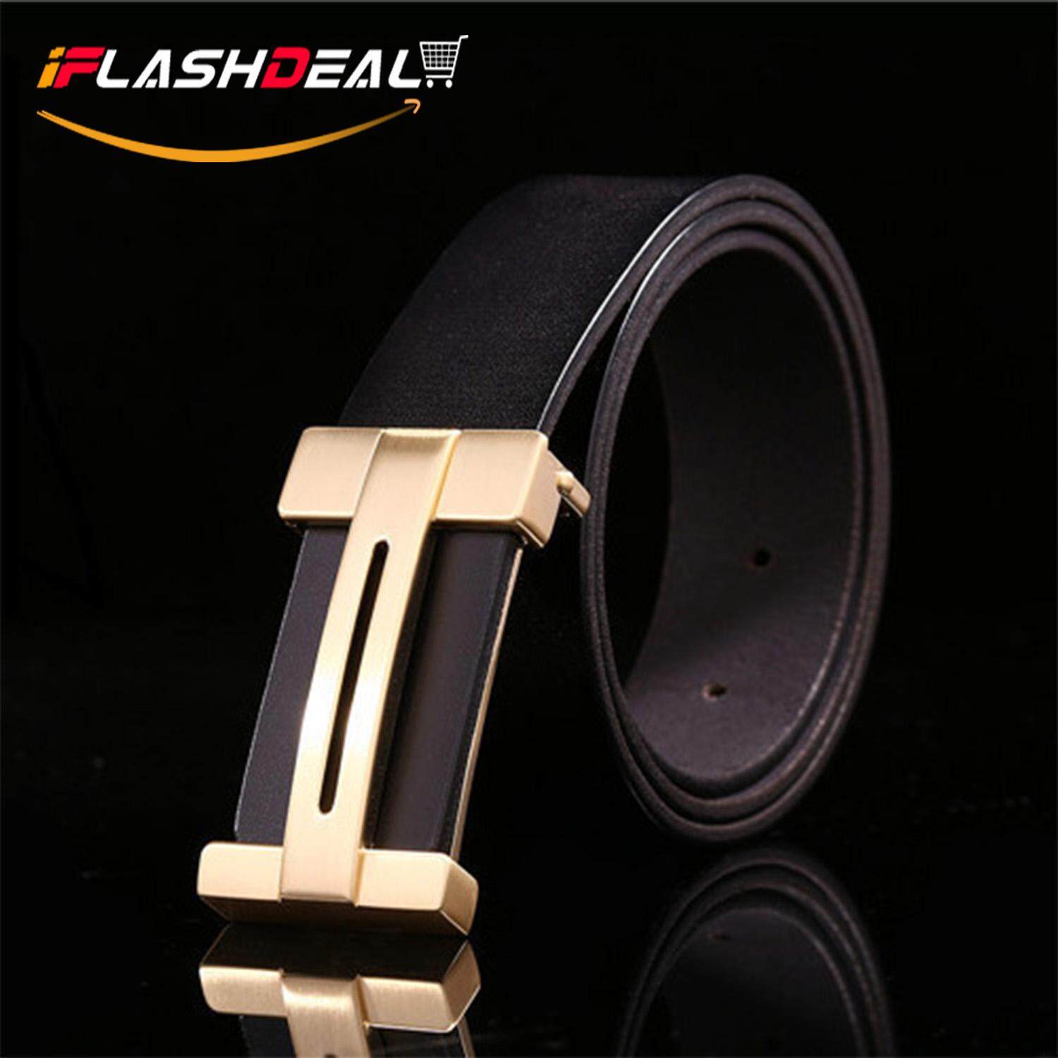 iFlashDeal สำหรับผู้ชายแบบ iFlashDeal H เข็มขัดหนังพร้อมหัวเข็มขัดแบบถอดได้ Business Casual Leather Belt (120 เซนติเมตร)