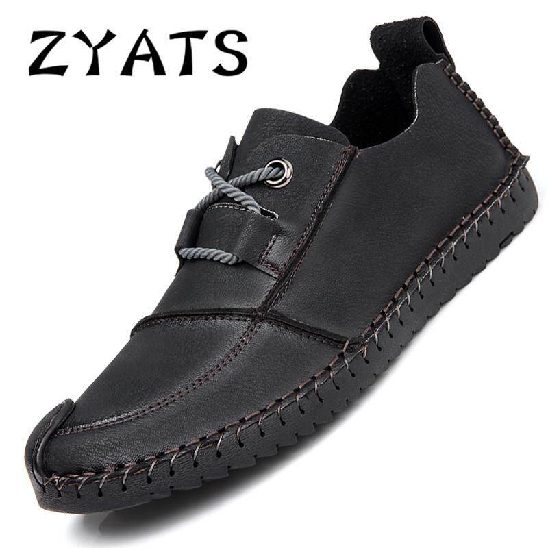 ZYATS 2018 ใหม่กระเป๋าถือบุรุษหนังวัว's Flats MOCCASIN รองเท้าลำลองขนาดใหญ่ Loafers ขนาด 38-46