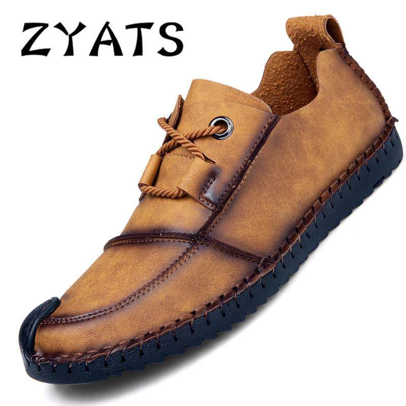 ZYATS 2018 ใหม่กระเป๋าถือบุรุษหนังวัว's Flats MOCCASIN รองเท้าลำลองขนาดใหญ่ Loafers ขนาด 38-46