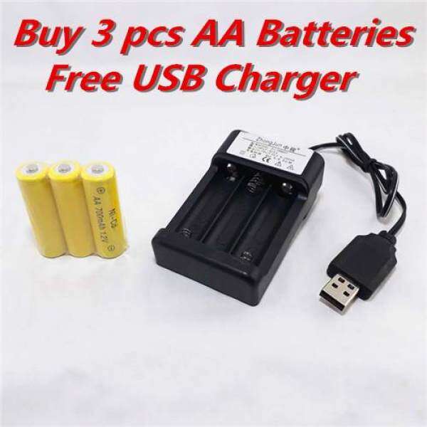 AA 1.2V Rechargeable Battery 700mAh (3 pcs Pack FOC USB Charger) Malaysia