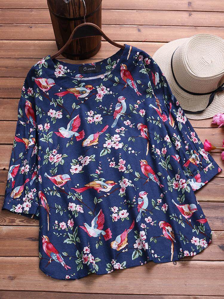 O-NEWE Women Casual Loose Plus Size Top Tee T Shirt Vintage Retro Boho Floral Blouse O-NEWE Women Casual Loose Plus Size Top Tee T Shirt Vintage Retro Boho Floral Blouse