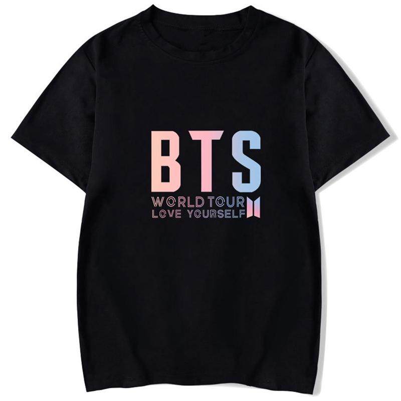Kuhong Women Kpop BTS Tour Concert Letters Printing Fashion Loose Short Sleeve T-shirt Kuhong Women Kpop BTS Tour Concert Letters Printing Fashion Loose Short Sleeve T-shirt