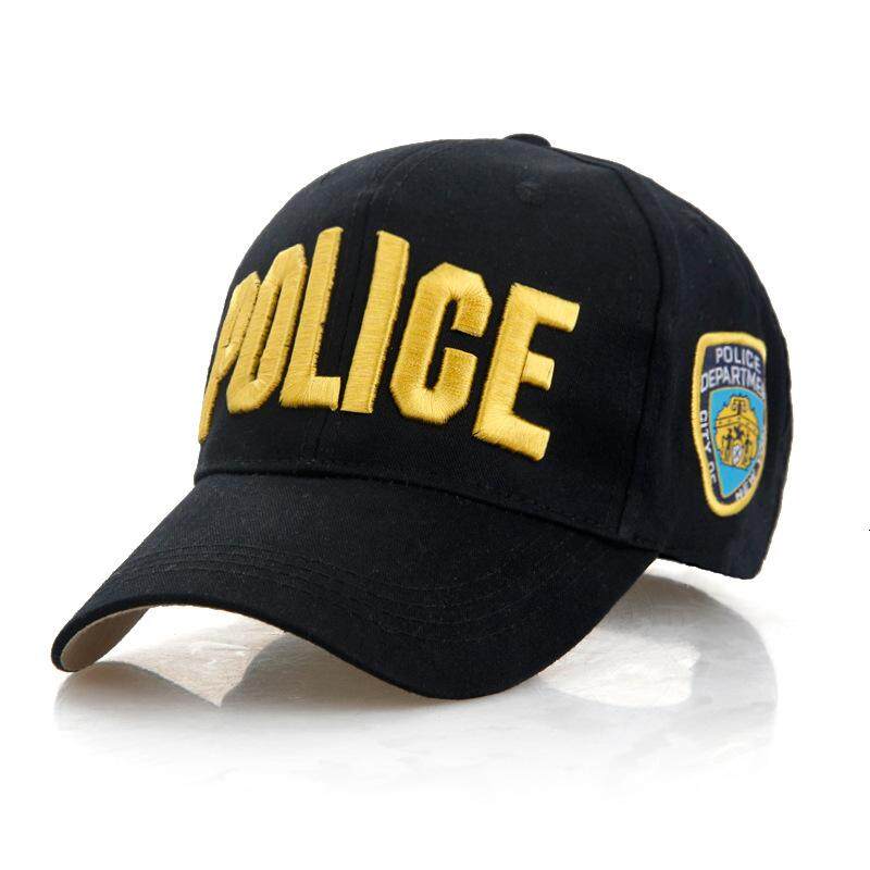 หมวกเบสบอลตัวอักษร Leisure เย็บปักถักร้อยตำรวจหมวกเบสบอลแบบ Snapback หมวกสำหรับผู้ชายผู้หญิง, หมวกแก๊ปลายกระดูก Snap Back, casquette Enfant