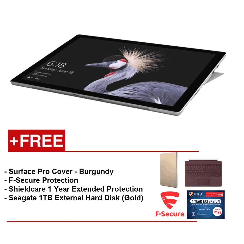 NEW Microsoft Surface Pro - Core i5 8G/256GB Free Surface Pro Type Cover (Burgundy) + Shieldcare 1 Year Extended Warranty + F-Secure EndPoint Protection + Seagate 1TB External Hard Disk(Gold) Malaysia