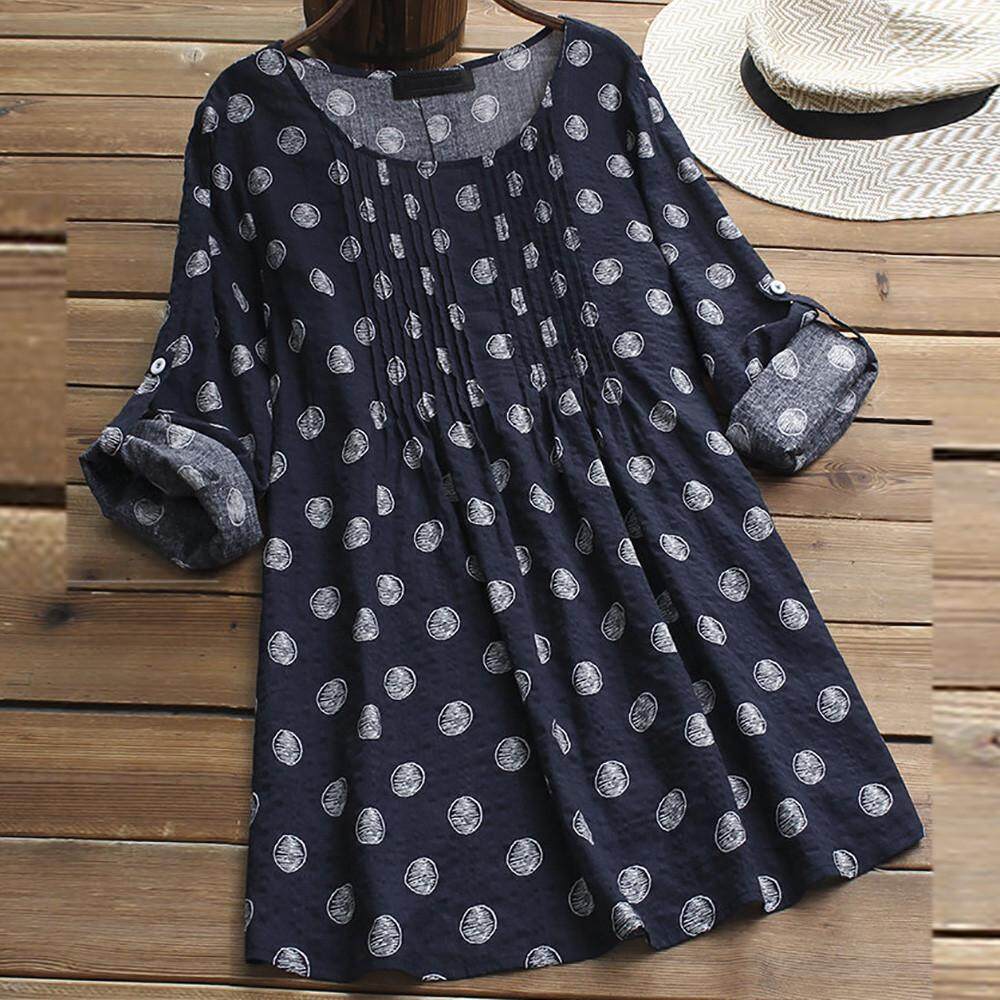 Joomia Women เสื้อแขนยาวสตรี Polka Dot เสื้อหลวม Pullover เสื้อมีกระดุมเสื้อ Joomia Women เสื้อแขนยาวสตรี Polka Dot เสื้อหลวม Pullover เสื้อมีกระดุมเสื้อ