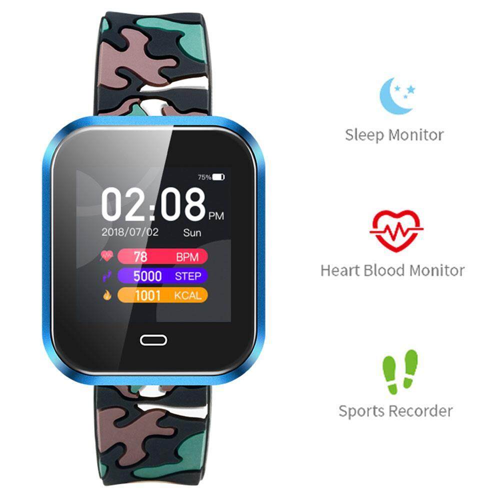 NiceEshop เด็กนาฬิกาข้อมือฟิตเนส, Blue Camouflage 1.3 ''TFT หน้าจอสัมผัสวิ่ง/ขี่จักรยานกีฬาเครื่องมือติดตามอัจฉริยะเครื่องติดตามสุขภาพกันน้ำใช้งานร่วมกับ iPhone และ Android NiceEshop เด็กนาฬิกาข้อมือฟิตเนส, Blue Camouflage 1.3 ''TFT หน้าจอสัมผัสวิ่ง/ขี่จักรยานกีฬาเครื่องมือติดตามอัจฉริยะเครื่องติดตามสุขภาพกันน้ำใช้งานร่วมกับ iPhone และ Android