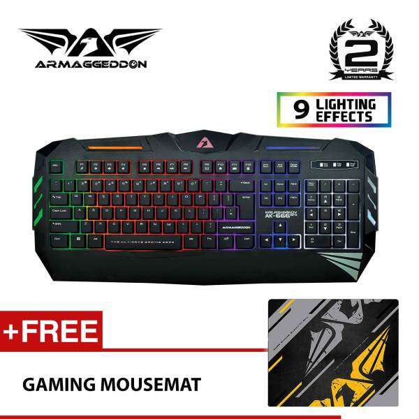 AK-666sfx Spill Proof Gaming Keyboard with 9 Lighting Effect Free Mousemat by Armaggeddon Malaysia