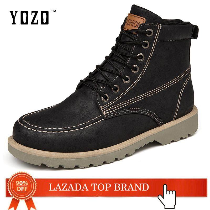 YOZO Men'S Shoes Wear-Resistant Non-Slip Work Boots High Tops Martin Boots Fashion Motorcycle Boots