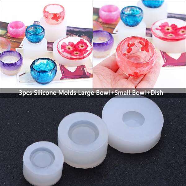 3 cái Khuôn Silicone Nhựa Dính TỰ LÀM Khuôn Lớn/Nhỏ Bát + Món Ăn Sản Xuất Dụng Cụ Làm-quốc tế