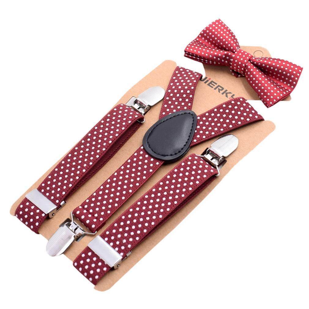 Bigood เด็ก Dot พิมพ์ Y Band สายรัดแบบปรับสายได้กับ Bowtie Bigood เด็ก Dot พิมพ์ Y Band สายรัดแบบปรับสายได้กับ Bowtie