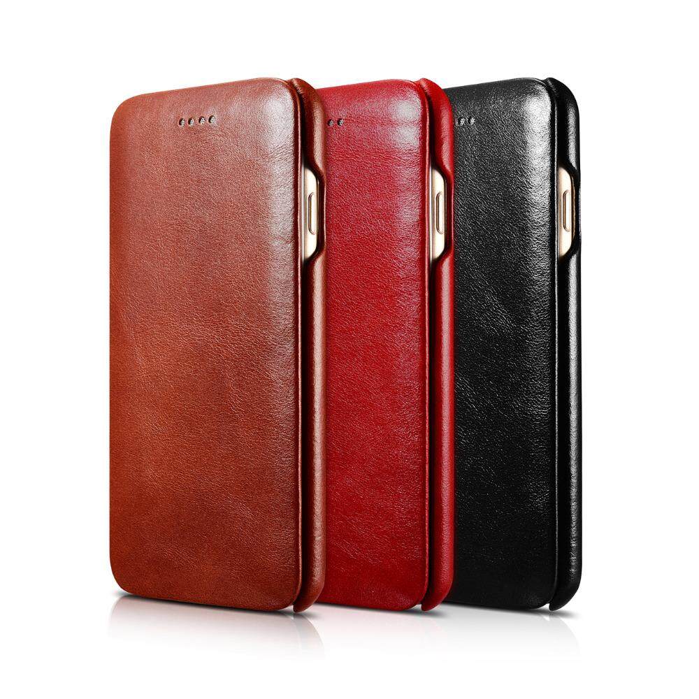 Icarer Retro Luxury Genuine Leather Metal Magnetic Flip Case For Iphone