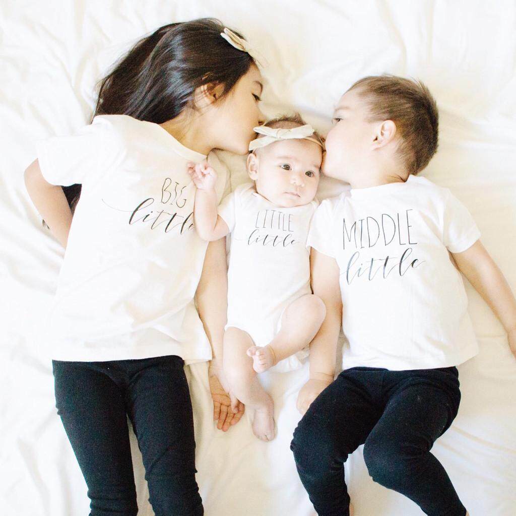 KATATA ทารกแรกคลอดสาว Boy Little Little พี่น้องชุดจับคู่ Romper Bodysuit KATATA ทารกแรกคลอดสาว Boy Little Little พี่น้องชุดจับคู่ Romper Bodysuit