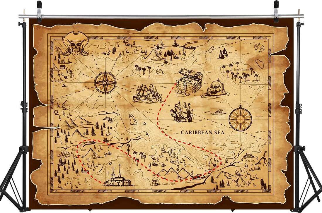 Pirate Treasure Map Backdrop Pirate Party Decorations Pirate Map