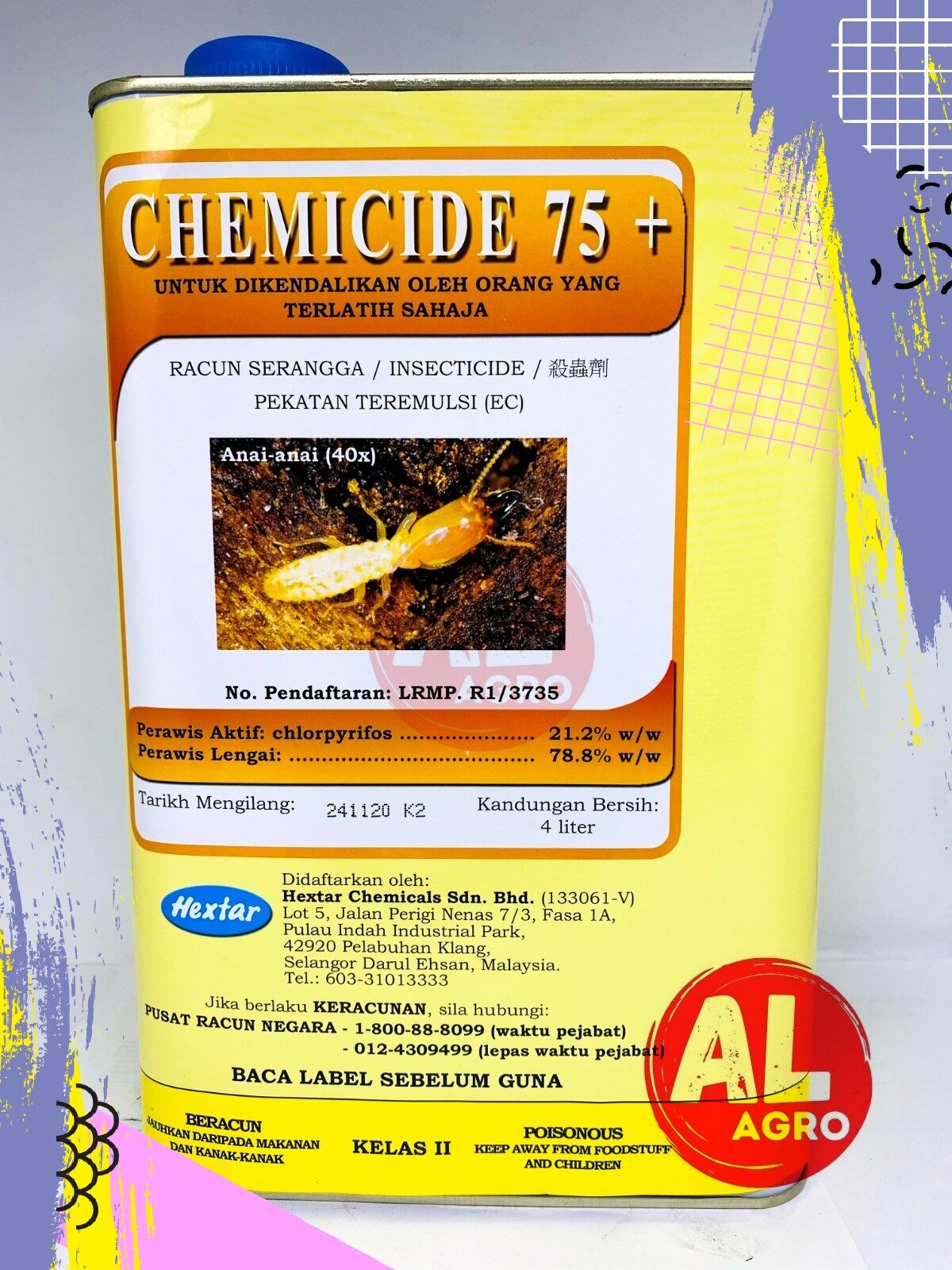 4L Hextar Chemicide 75 Anti Termite Racun Anai Anai Racun Serangga