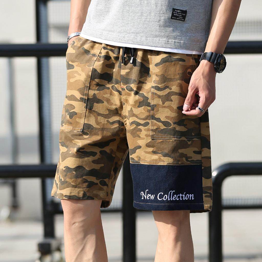 (BAIBAO)Men's New Summer Casual Loose Patchwork Camouflage Printing Beach Shorts Pants (BAIBAO)Men's New Summer Casual Loose Patchwork Camouflage Printing Beach Shorts Pants