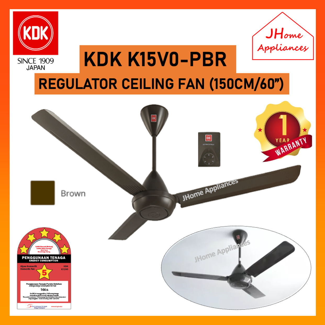 Kdk K V Pbr Ceiling Fan Regulator Cm Kipas Siling