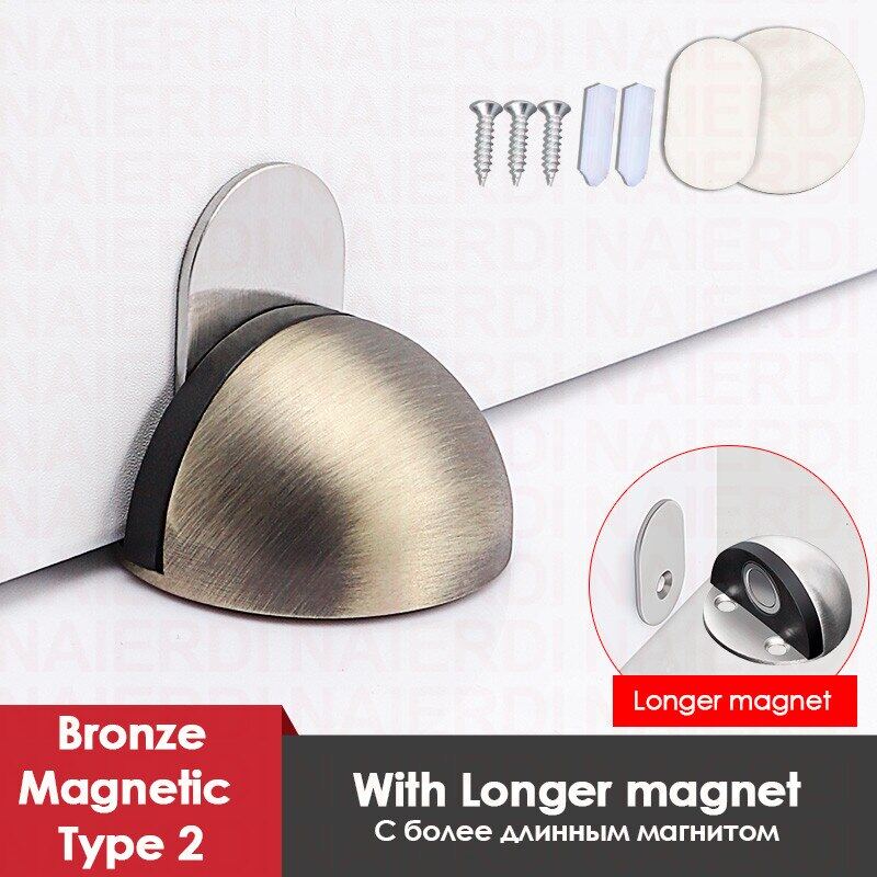 Hot K Naierdi Magnet Door Stops Stainless Steel Door Holder Silver