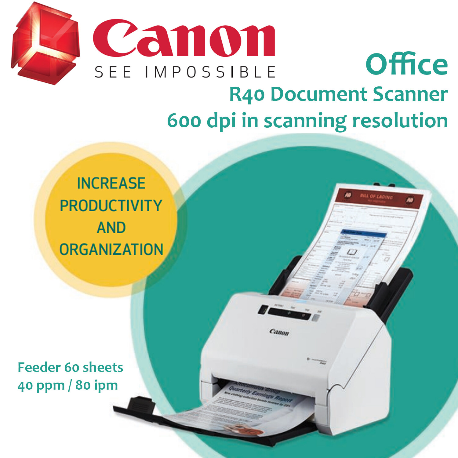 High Quality FAST Canon R40 Canon ImageFORMULA R40 Document Scanner