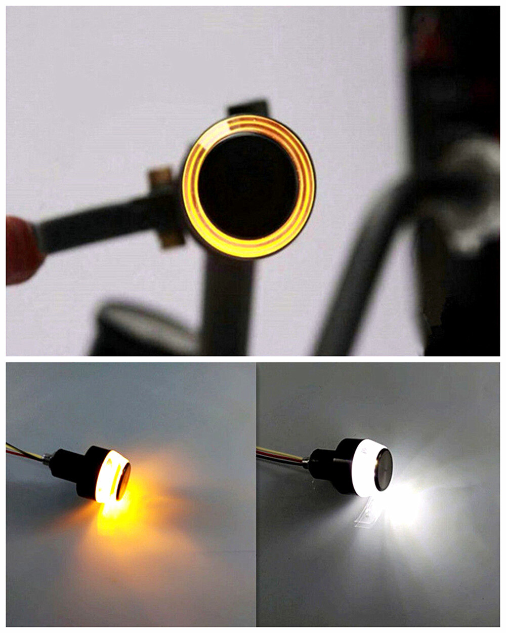 2PCS LED Motorcycle Handlebar End Turn Signal Light 22mm Indicator