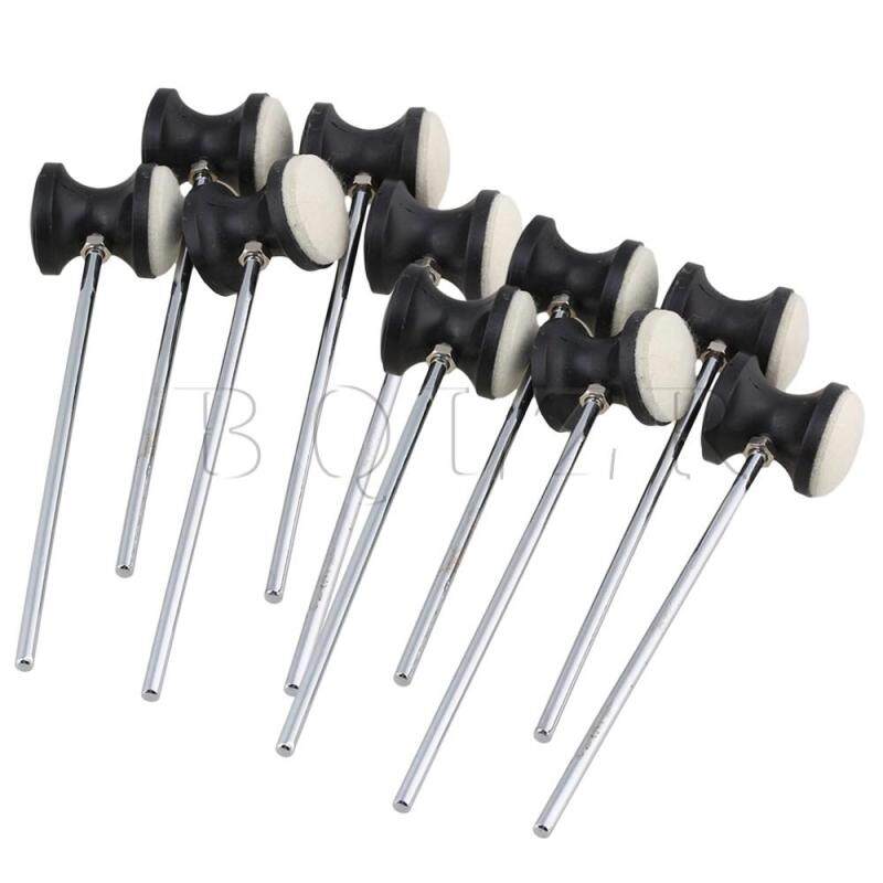 22.5cm Length Stainless Steel Shaft Felt Bass Drum Beater Set of 10 - intl