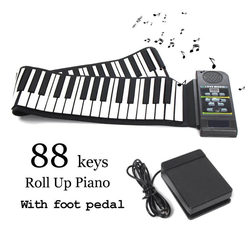 88 Keys Roll Up Digital Electronic Soft Keyboard Piano LCD Display+Sustain Pedal - intl