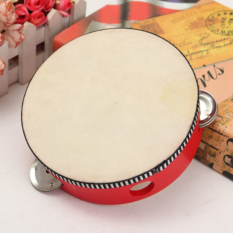 Trẻ em bộ gõ vũ đạo cụ da cừu trống cha mẹ-con giao tiếp nghe nắm 3-6 năm tuổi 6 inch (đỏ da cừu) -quốc tế