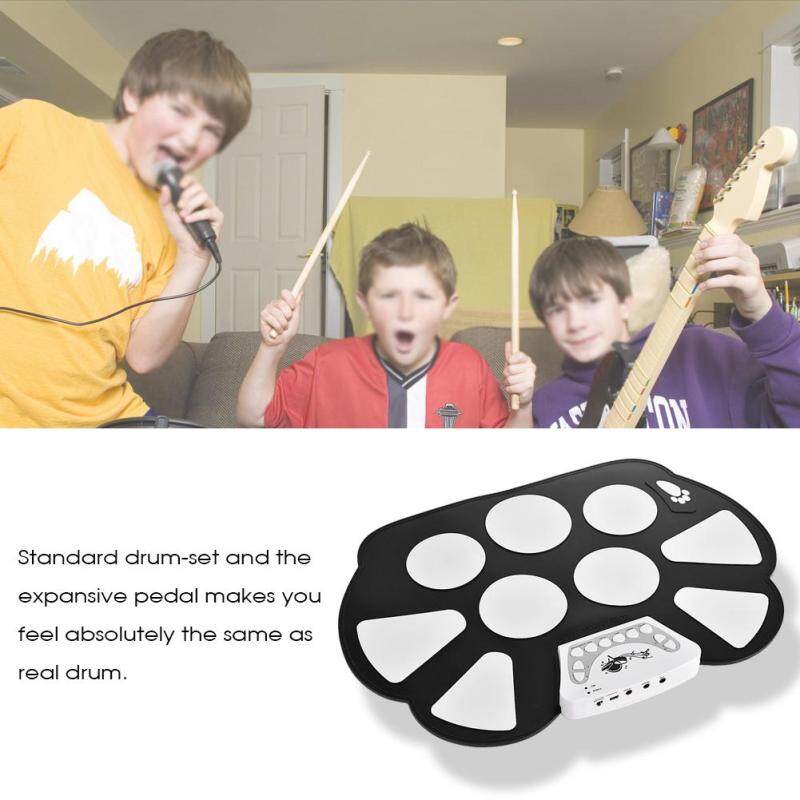 【Clearance Sale】Portable Digital Electronic Roll-up Drum Foldable Silicone Pad Kit with Speaker - intl