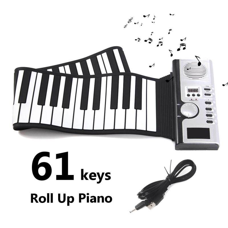 Portable LCD Display 61 Keys Roll Up Digital Electronic Soft Keyboard Piano Gift - intl