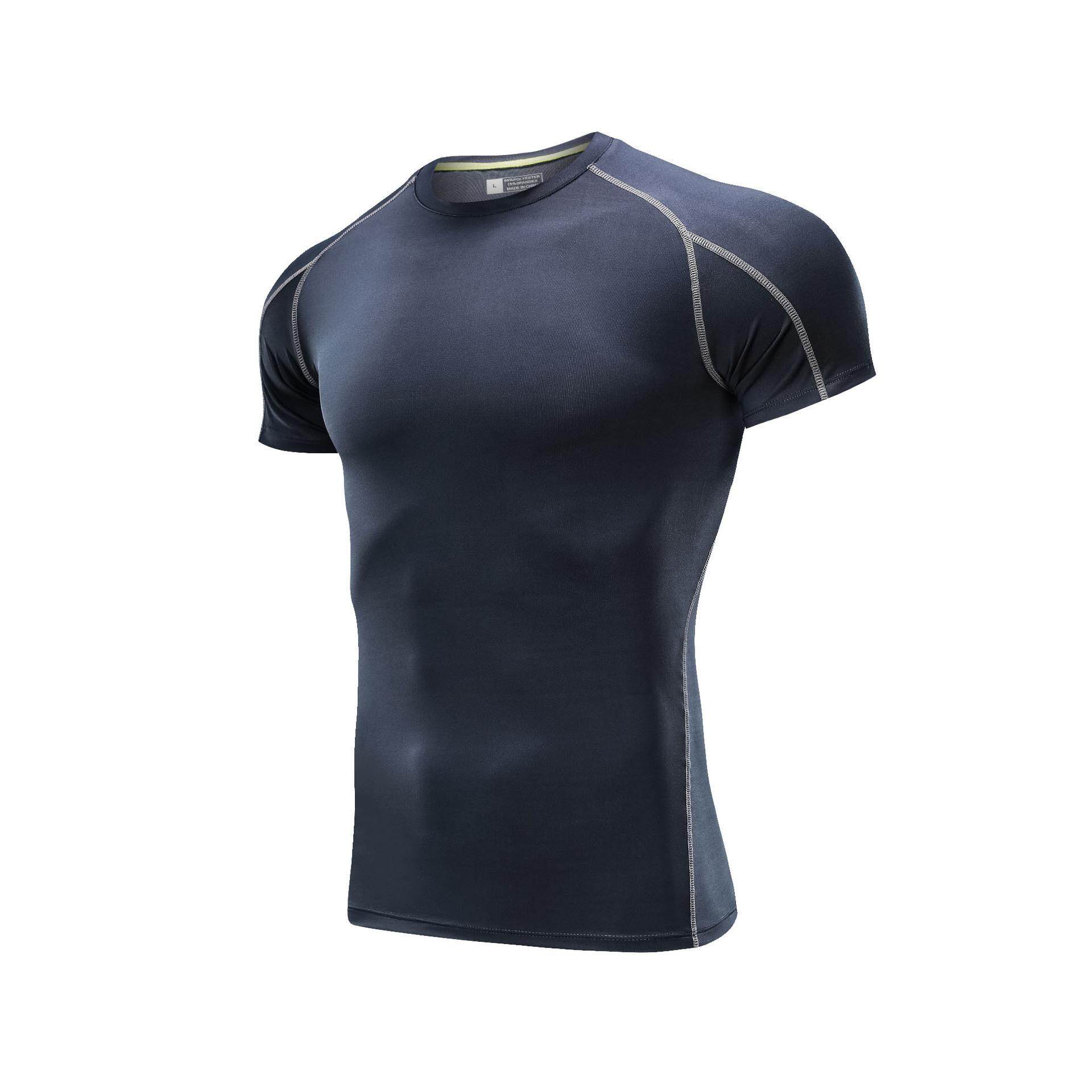 กีฬาแขนสั้นชายแห้งเร็ว Breathable ฟิตเนสเหงื่อวิ่งครึ่งแขนเสื้อยืด