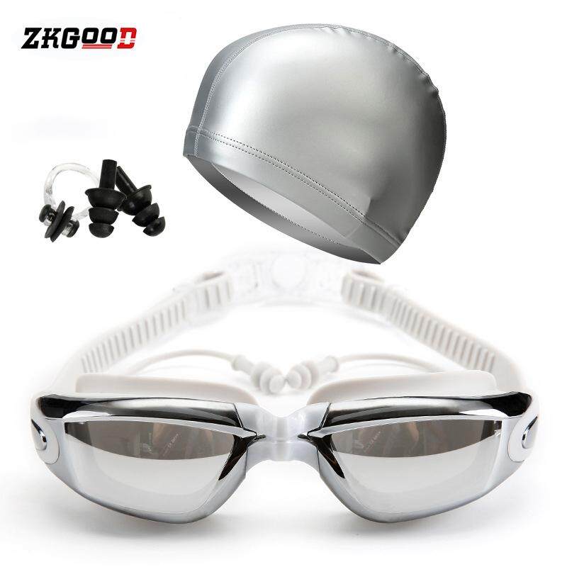Zkgood แว่นตาว่ายน้ำปลั๊กอุดหูชุดฝาปิดกันน้ำ HD เลนส์ป้องกันฝ้าปรับสำหรับผู้ใหญ่ Zkgood แว่นตาว่ายน้ำปลั๊กอุดหูชุดฝาปิดกันน้ำ HD เลนส์ป้องกันฝ้าปรับสำหรับผู้ใหญ่