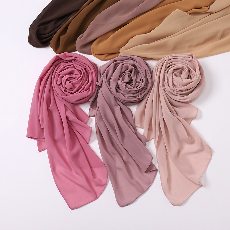 Fashion Plain Bubble Chiffon With Rope Convenient Women S Hijab Wrap