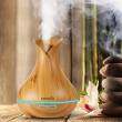 400ml Aroma Essential Oil Diffuser Ultrasonic Air Humidifier with Wood Grain 7 Color Changing LED Lights electric