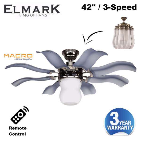 Elmark Ufo38 42 Inch 8 Blade Remote Ceiling Fan With Decor Light Elmark Ufo38 42 Inch 8 Blade Remote Ceiling Fan With Decor Light Malaysia