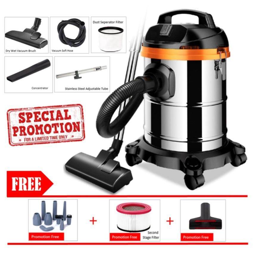 New Heavy Duty Powerful 1200W 3-in-1 Dry / Wet / Blower Vacuum Cleaner With 15L Stainless Steel Container + FREE 9pcs Set Cleane