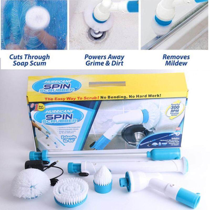 Womdee UK PLUG Turbo Scrub - Cordless Electric Rechargeable Telescopic Surface Scrubber And Cleaner With 3 Brush Head - intl Singapore