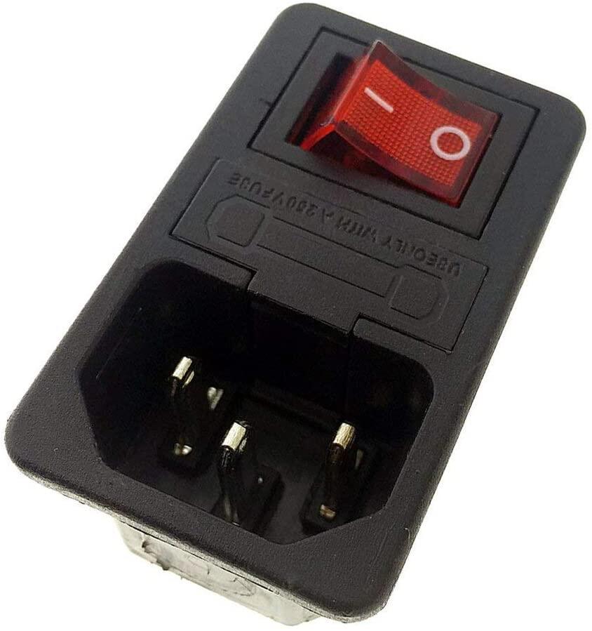 Pin Iec C Inlet Male Plug Power Socket Red Light Boat Rocker