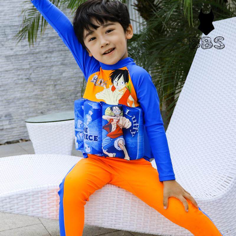 BBS ชุดว่ายน้ำช่วยพยุง Boy One - piece Long - sleeved ชุดว่ายน้ำลอยตัว