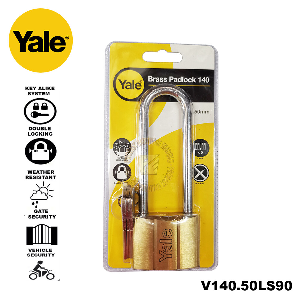 YALE V140 50LS90 50mm Long Shackle Brass Padlock Lazada