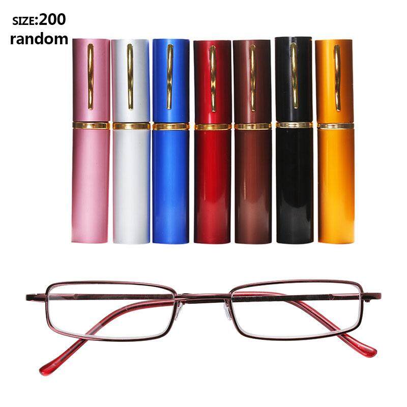 1 Pcs แว่นตาอ่านหนังสือทำจากโลหะกรอบเรซิ่นกับ Tube Case Mini แบบพกพาสำหรับผู้หญิงผู้ชาย 1 Pcs แว่นตาอ่านหนังสือทำจากโลหะกรอบเรซิ่นกับ Tube Case Mini แบบพกพาสำหรับผู้หญิงผู้ชาย
