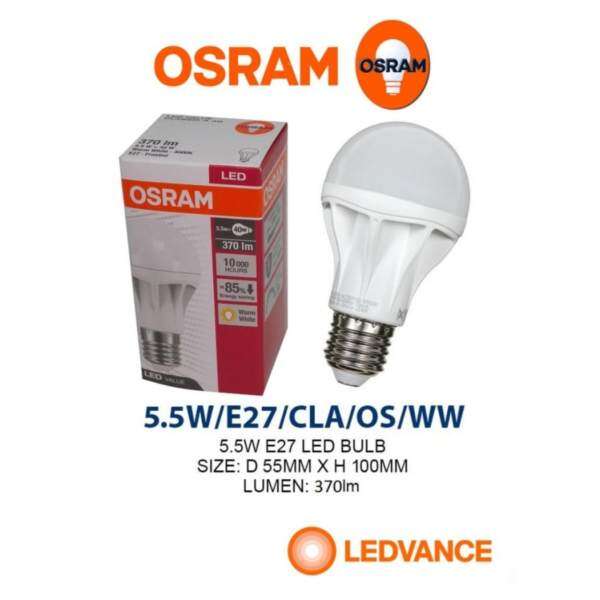 10PCS GENUINE OSRAM LED VALUE CLASSIC A 40 LED BULB 5.5W E27 170-250V WARM WHITE Malaysia