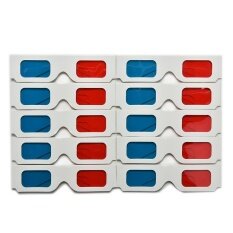 10pcs Universal Anaglyph Cardboard Paper Cyan 3D Glasses For Movie (Black)(OVERSEAS)