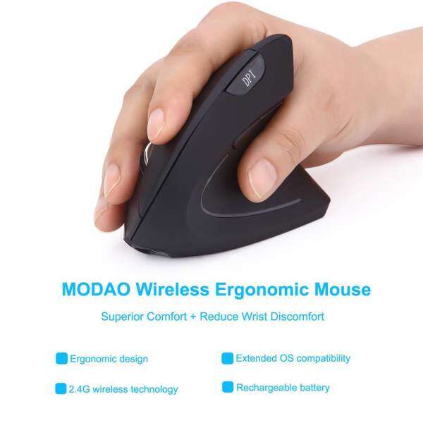 2.4G Wireless Vertical Ergonomic Optical Mouse 800 / 1200 /1600DPI 5 Buttons BK Malaysia
