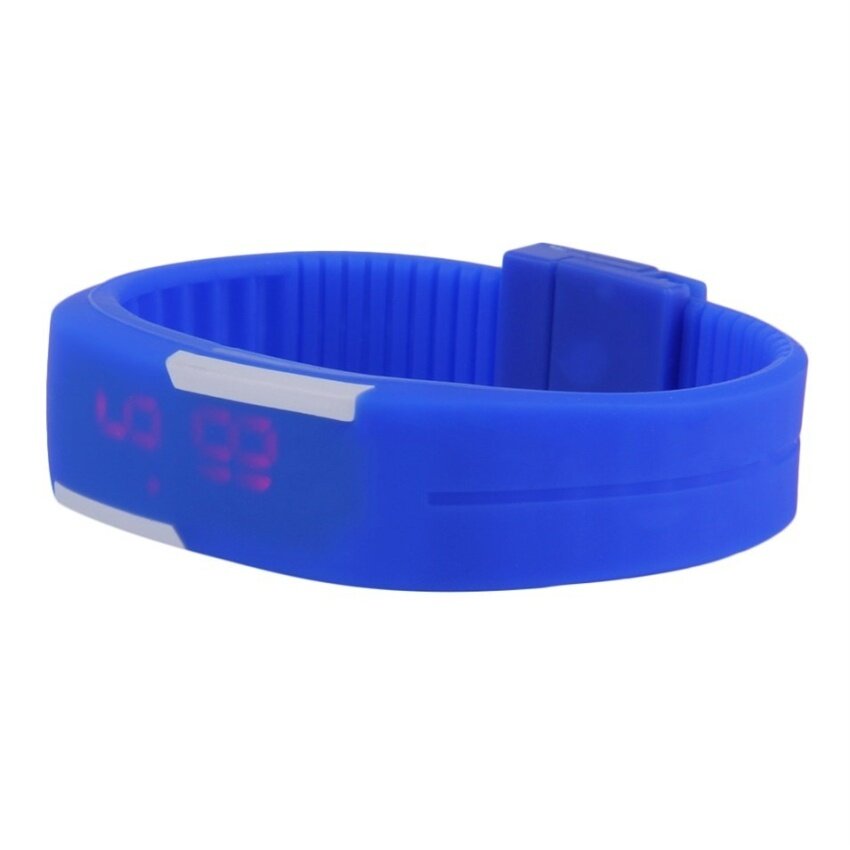 Allwin Fashion Mens ยางสำหรับผู้หญิงนาฬิกา LED สร้อยข้อมือกีฬา DigitalWrist นาฬิกาสีน้ำเงินเข้ม