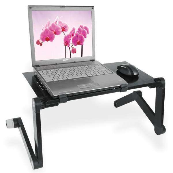Aluminum Alloy Folding Laptop Table Book Holder with Mouse Pad Cooling Fan - Black Malaysia
