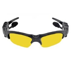 Bluetooth Headphone Sunglasses Handsfree Remote Selfie Smart Glasses (Yellow) (Black)(OVERSEAS)